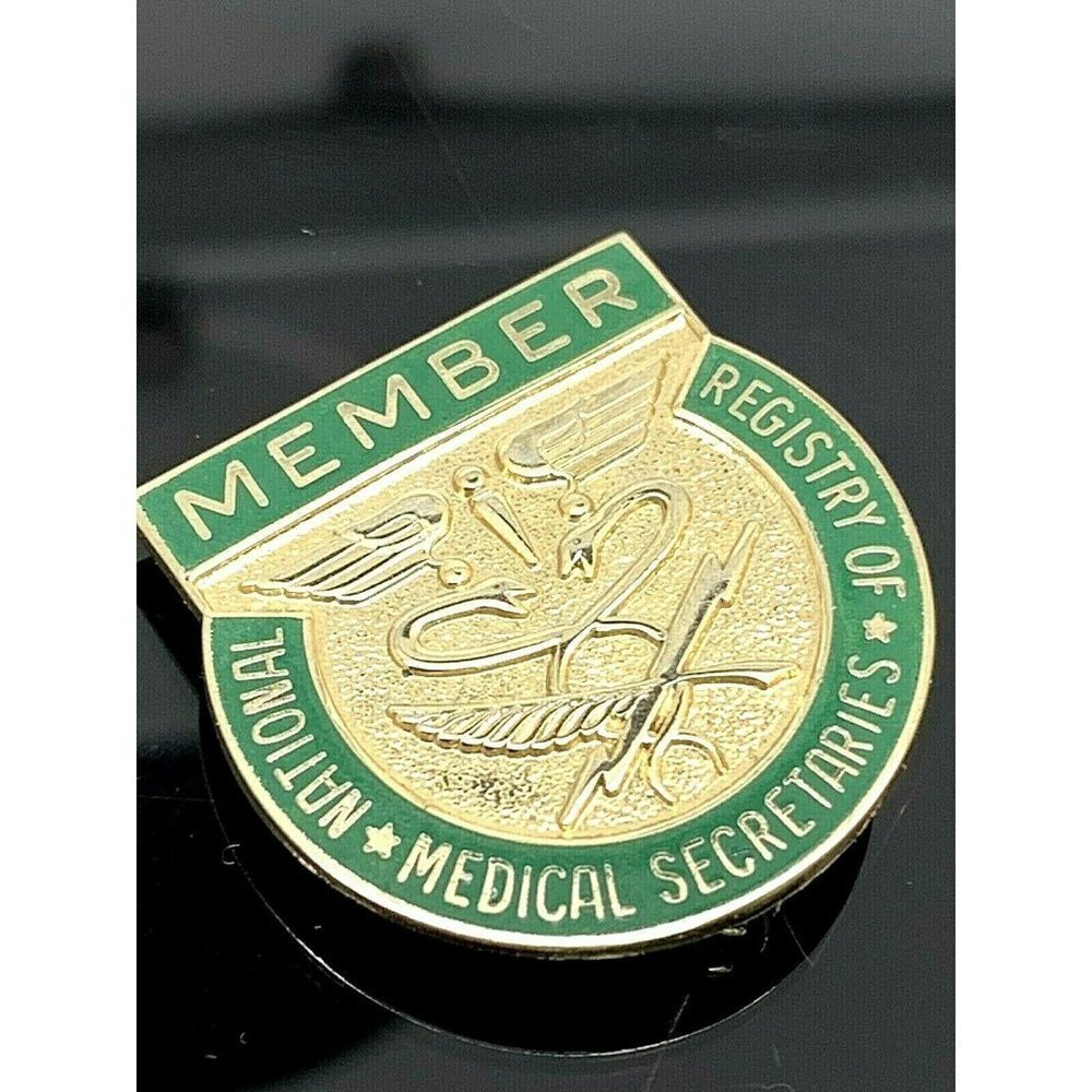 National Registry of Medical Secretaries Member Pin Vintage 14k Yellow G…